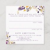 友人の紫色の花の紹介の顧客カードを参照して下さい スクエア名刺 (裏面)