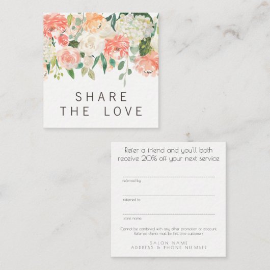 友人の紹介のサロンの顧客カード・セットを参照して下さい 紹介カード (正面/裏面)