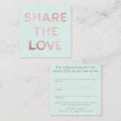 友人の紹介のサロンの顧客カード・セットを参照して下さい 紹介カード (正面/裏面)