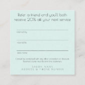 友人の紹介のサロンの顧客カード・セットを参照して下さい 紹介カード (裏面)