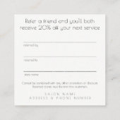 友人の紹介のサロンの顧客カード・セットを参照して下さい 紹介カード (裏面)