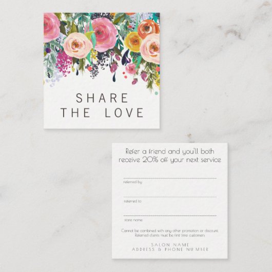 友人の紹介のサロンの顧客カード・セットを参照して下さい 紹介カード (正面/裏面)