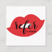 友人の紹介カードを赤い唇で参照 スクエア名刺 (正面)