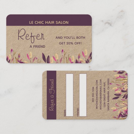 友人の紹介クライアントフローラプラムを参照 名刺 (正面/裏面)