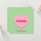 友人の緑の会話ハートバレンタインデー カード (正面/裏面インサイチュ)