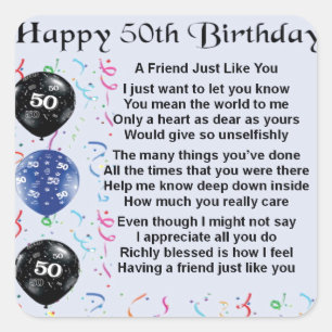 友人の詩の第50誕生日 スクエアシール