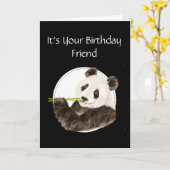 、友人の誕生日おもしろい、パンダ、アジアくま カード (黄色い花)