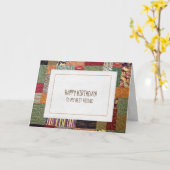 友人の誕生日のパッチワークキルトパターン カード (黄色い花)