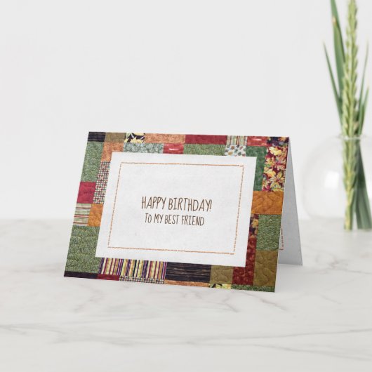友人の誕生日のパッチワークキルトパターン カード (正面)