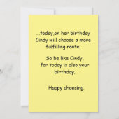 友人の誕生日の挨拶カード。 サンキューカード (裏面)