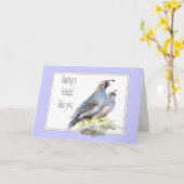 友人の誕生日の水彩画のカンムリウズラの鳥 カード (黄色い花)