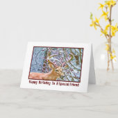 『友人の誕生日カードと鹿とカニのリンゴ』 カード (黄色い花)