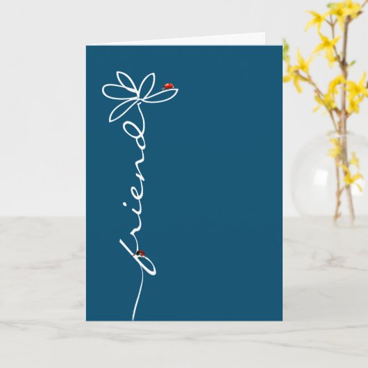 友人の誕生日デイジーとレディバグ カード (黄色い花)