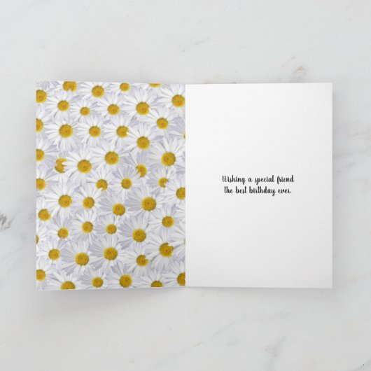 友人の誕生日デイジーと黒のレディーバグ カード (内部)