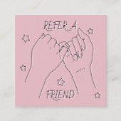 友人の赤面ピンクかわいい手のイラストレーション 紹介カード (正面)
