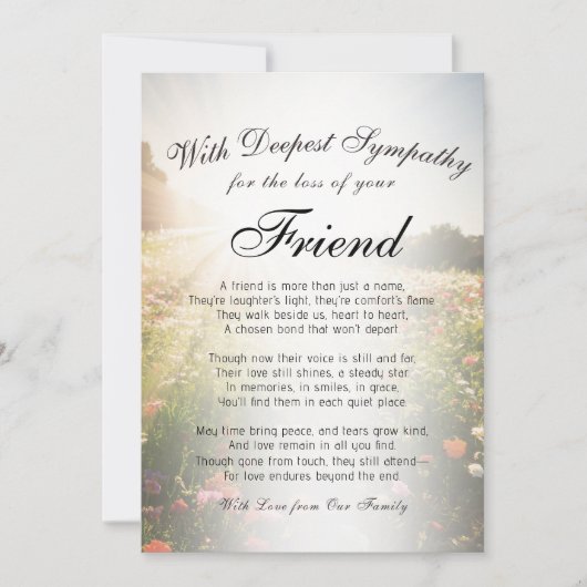 友人の追悼碑を失う カード (正面)