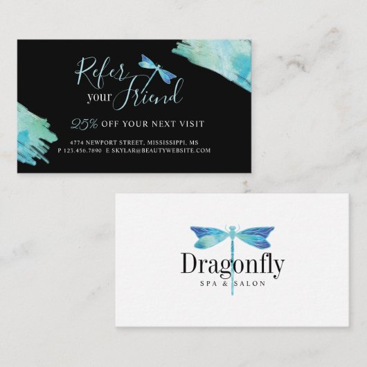 友人の青い水エレガント色のトンボを参照 紹介カード (正面/裏面)