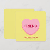 友人の黄色の会話ハートバレンタインデーのカード (正面/裏面)