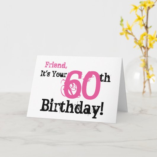 友人の60歳の誕生日の挨拶は黒とピンク。 カード (黄色い花)