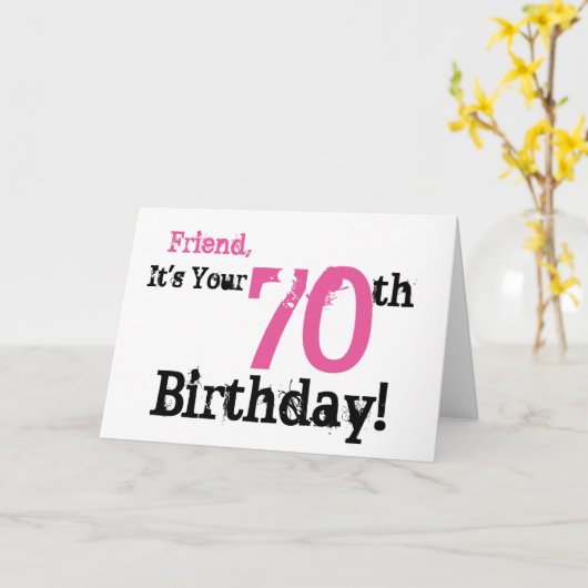 友人の70歳の誕生日の挨拶は黒とピンク。 カード (黄色い花)