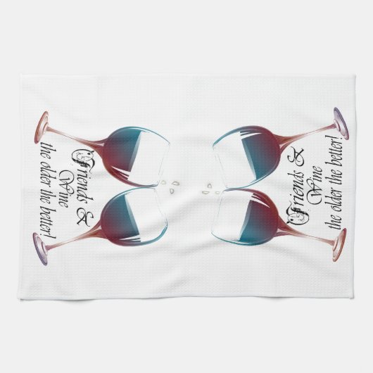 友人はより古いワインを飲み、よりよいワインの芸術 キッチンタオル (横)