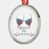 友人はより古いワインを飲み、よりよいワインの芸術 メタルオーナメント (左)