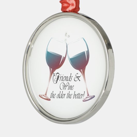 友人はより古いワインを飲み、よりよいワインの芸術 メタルオーナメント (左)