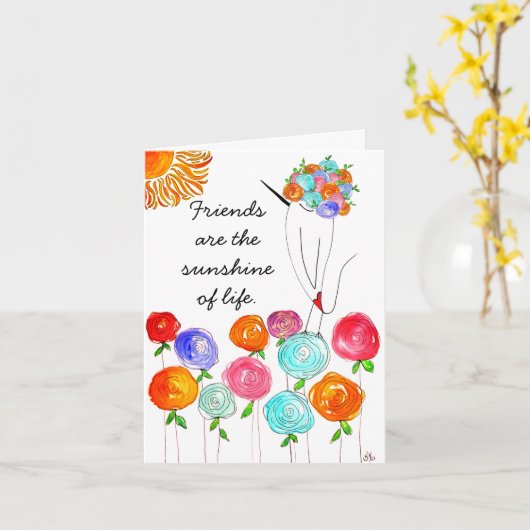 友人は人生のグリーティングカードの太陽の光 カード (黄色い花)