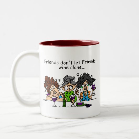 友人は単独で友人のワインを許可しません ツートーンマグカップ (左)
