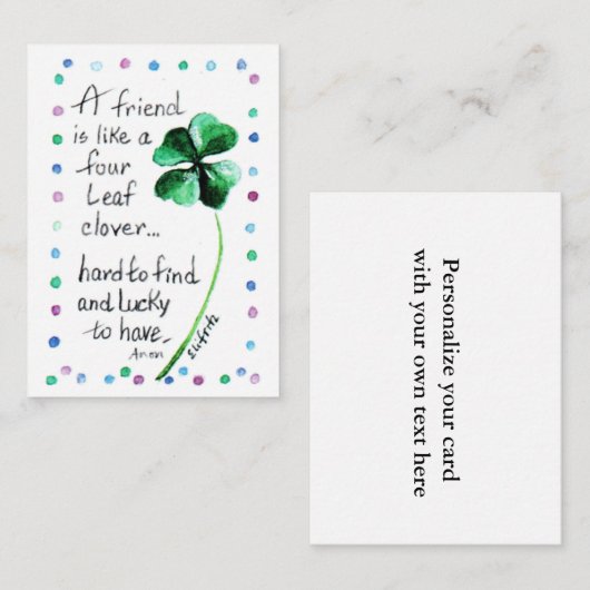 友人は四葉クローバーの絵札のようなもの ノートカード (正面/裏面)