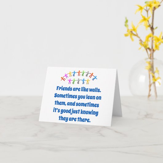 友人は壁のようなものである – 友情引用文 カード (黄色い花)