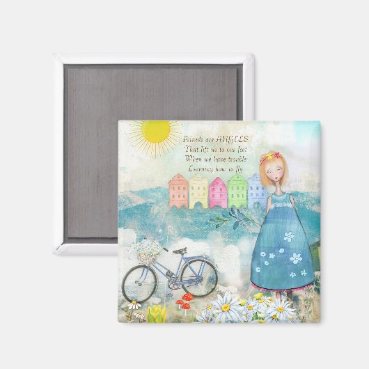 友人は天使の四角い磁石のようなものだ マグネット (正面/裏面)
