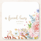 友人は常に愛するProv 17:17 スクエアペーパーコースター (正面)