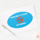 友人は民主党に投票させない 楕円形シール (封筒)