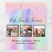 友人は永遠にピンクの紫のグリッター写真 ワインラベル (シングルラベル)