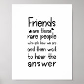 友人は珍しい人々友情引用文ブラック ポスター (正面)