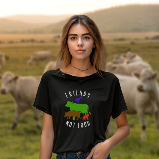 友人は食べ物ではなく、動物の権利ビーガン活動 Tシャツ