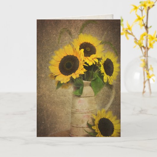 友人ひまわりの誕生日 カード (黄色い花)