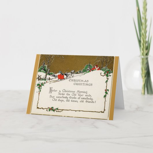 友人へのヴィンテージ・クリスマスの挨拶 シーズンカード (正面)