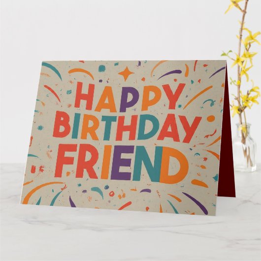 友人への心のこもった誕生日挨拶 カード (黄色い花)