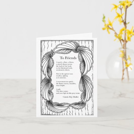 友人への歌の挨拶状 カード (黄色い花)