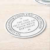 友人への誕生日 ラウンドペーパーコースター (アングル)
