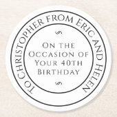 友人への誕生日 ラウンドペーパーコースター (正面)