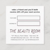 友人を参照するホワイトピンクかわいい手のイラストレーション 紹介カード (裏面)