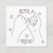 友人を参照するホワイトピンクかわいい手のイラストレーション 紹介カード (正面)