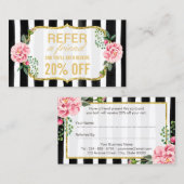 友人を参照する | ピンクのフローラストライプ金ゴールド紹介 紹介カード (正面/裏面)