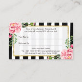 友人を参照する | ピンクのフローラストライプ金ゴールド紹介 紹介カード (裏面)