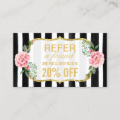 友人を参照する | ピンクのフローラストライプ金ゴールド紹介 紹介カード (正面)