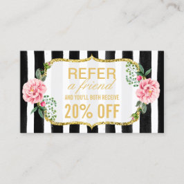 友人を参照する | ピンクのフローラストライプ金ゴールド紹介 紹介カード