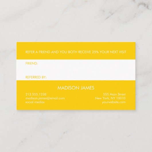 友人を参照する |明はっきりしたるい黄金色ミニマル 名刺 (裏面)